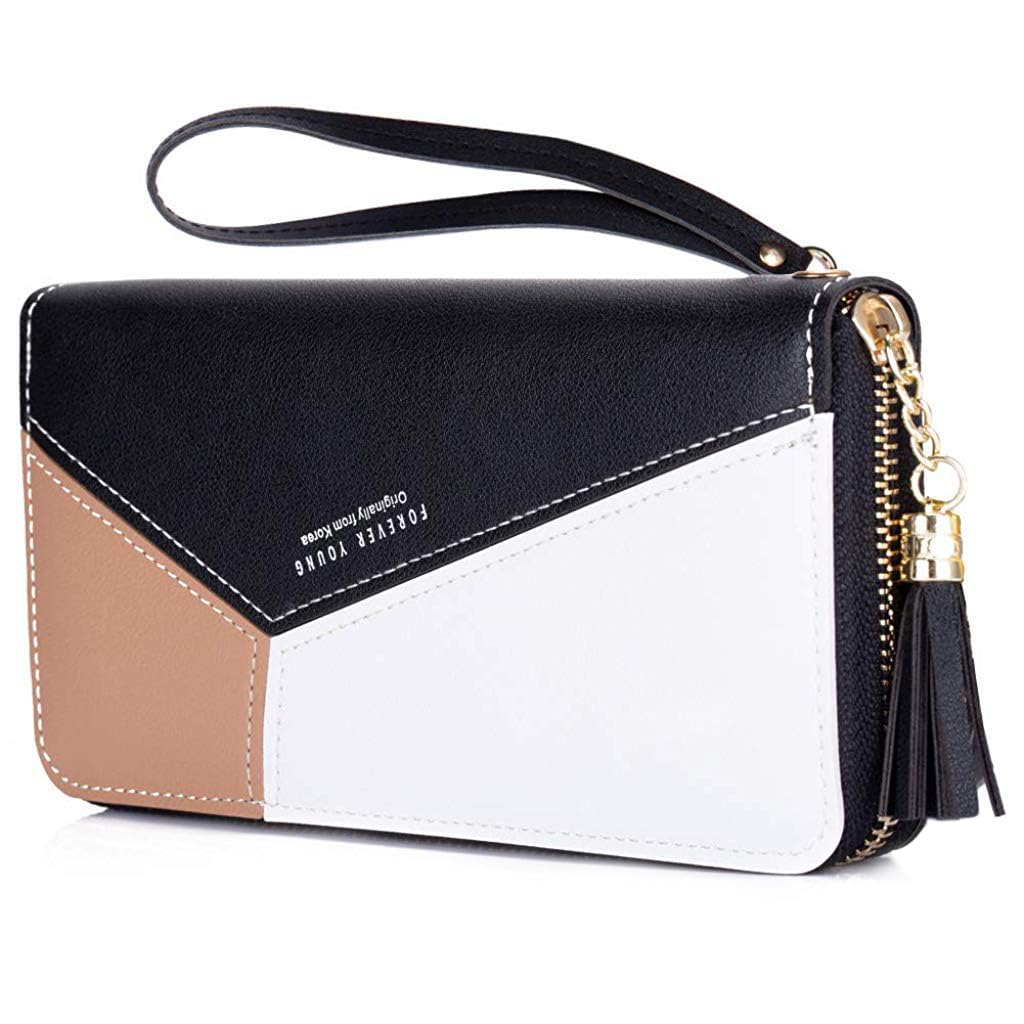 SANNIDHI Women's Long Wallet Tassel PU Leather Multi- Slots Girls Zipper Coin Large Purse Wallet for Women (Black) SANNIDHI Women's Long Wallet Tassel PU Leather Multi- Slots Girls Zipper Coin Large Purse Wallet for Women (Black)